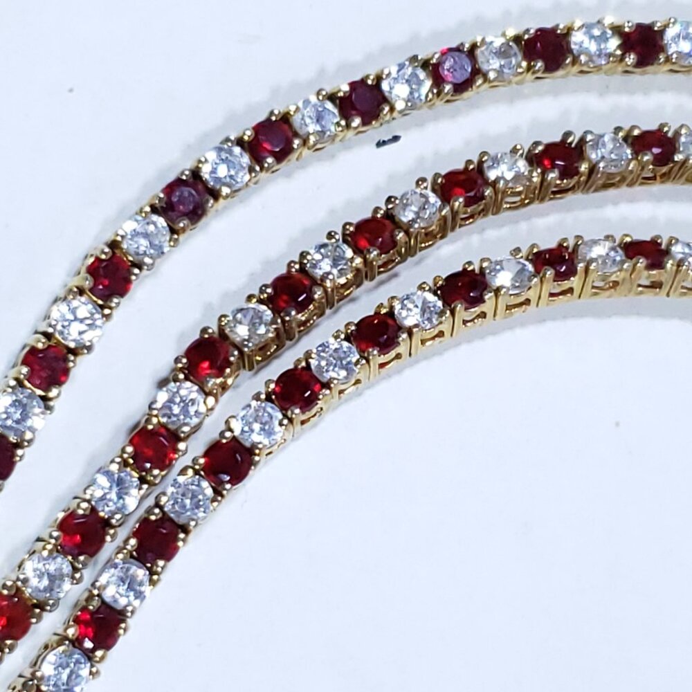 3 Red & White Rhinestone Bracelets - Picture 5 of 9